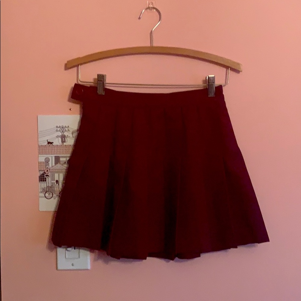 American Apparel Maroon Gabardine Tennis Skirt